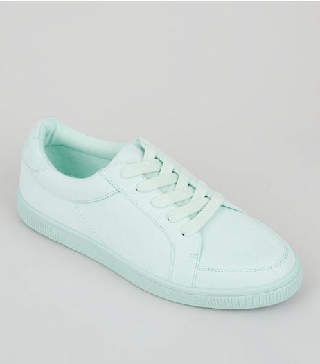 Teens Mint Green Suedette Lace Up Trainers | New Look