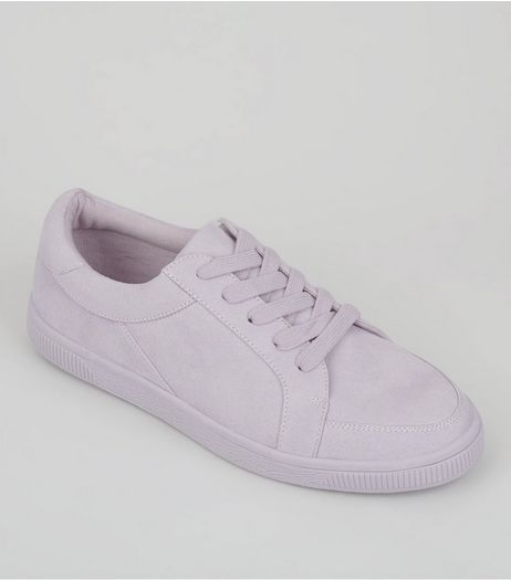 Teens Lilac Suedette Lace Up Trainers | New Look