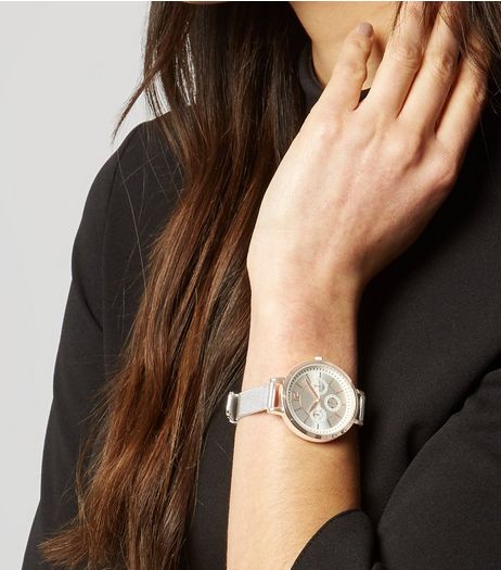 Silver Two Tone Mesh Strap Watch | New Look