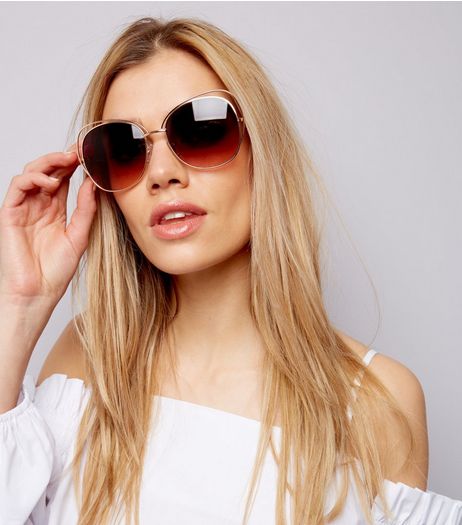 Gold Double Bar Sunglasses | New Look