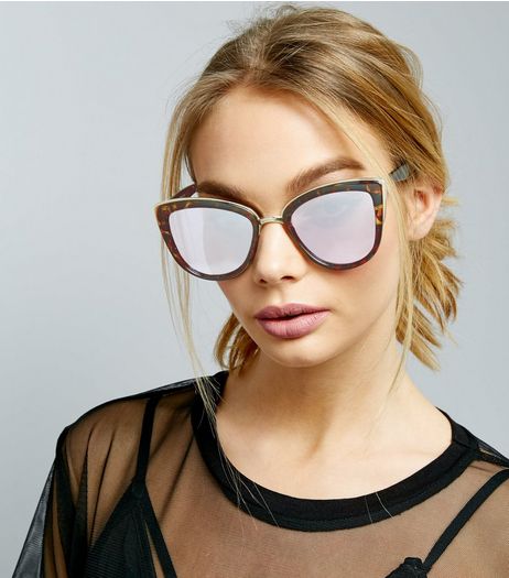 Brown Tortoiseshell Mirror Cat Eye Sunglasses | New Look