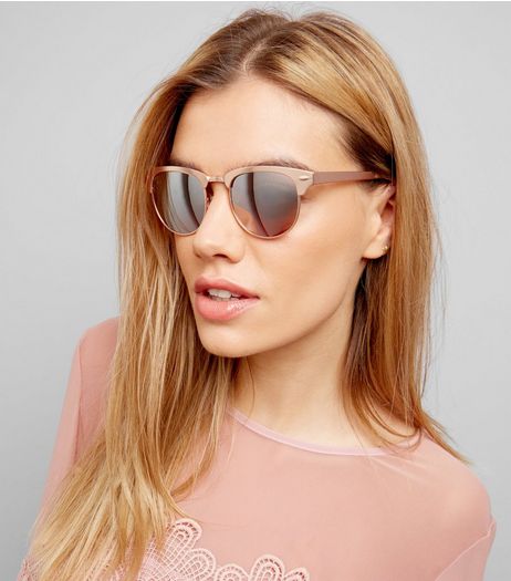 Rose Gold Retro Sunglasses | New Look