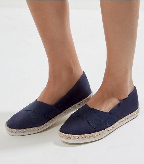 Navy Elasticated Top Espadrilles | New Look
