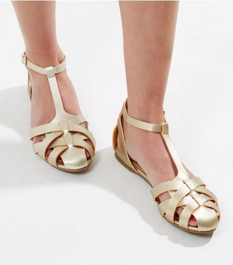 Gold Metallic Cage Strap Sandals | New Look