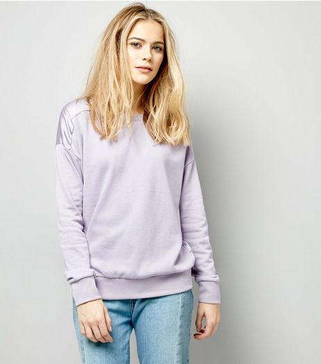 Lilac Sateen Back Long Sleeve Sweater | New Look