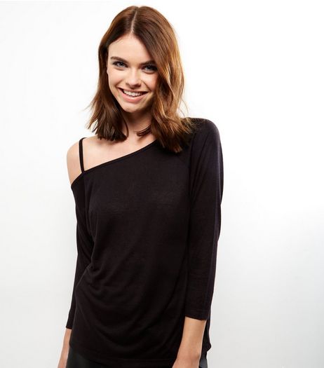 Black Off The Shoulder Long Sleeve Top | New Look