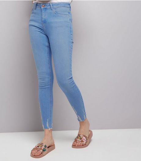 Blue Fray Hem Skinny Jenna Jeans | New Look