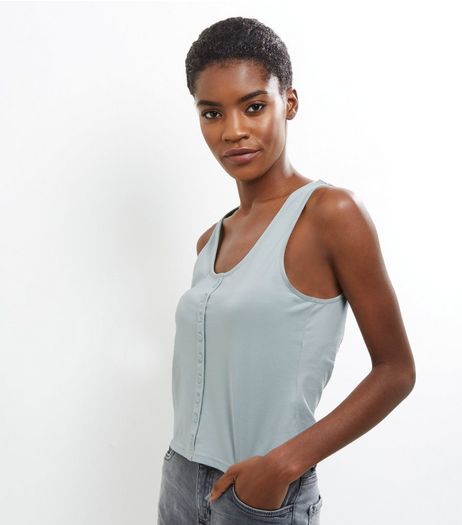 Mint Green Button Front Vest | New Look