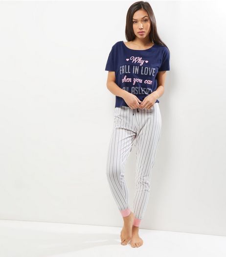 Blue Why Fall In Love Pyjama Set | New Look