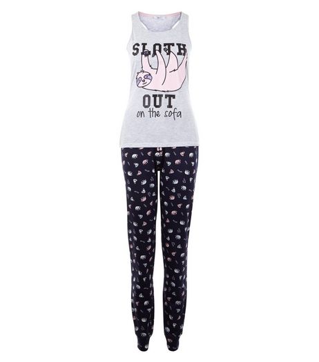Teens Navy Sloth Out Pyjama Set | New Look