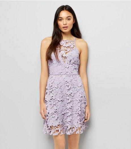 Mink Premium Lace Strappy Skater Dress | New Look