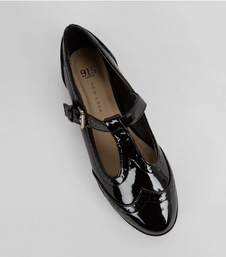 Teens Black Patent T-Bar Mary Janes | New Look