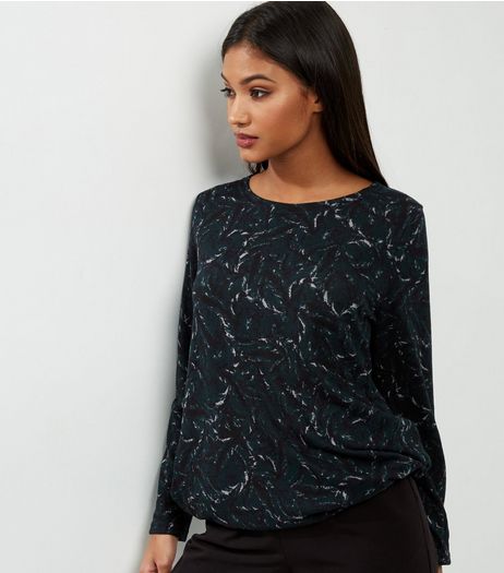 Apricot Green Feather Print Jumper | New Look