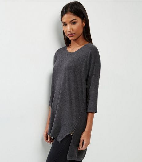 Apricot Dark Grey Zip Side Tunic | New Look
