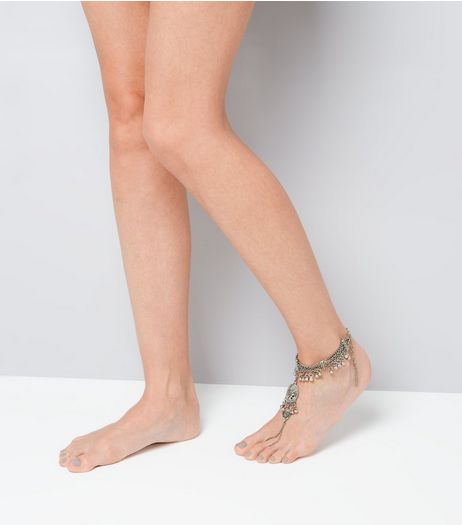 Gold Jewel Foot Chain | New Look