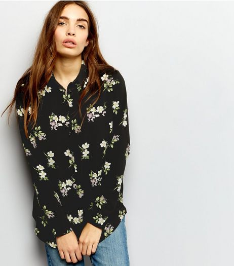 Black Floral Print Shirt | New Look