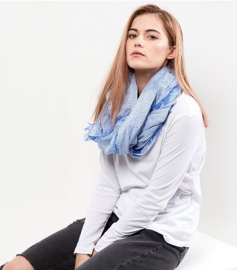 Blue Stripe Snood | New Look