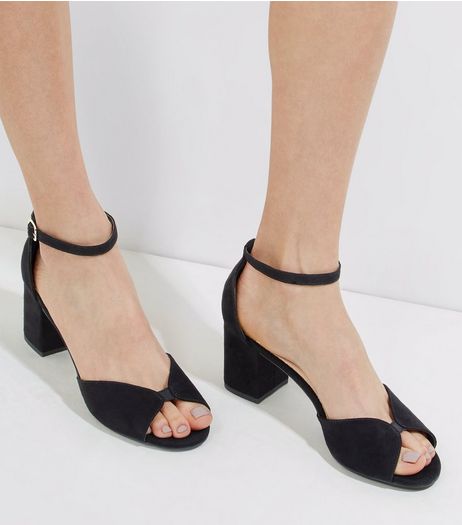 Black Comfort Suedette Peep Toe Heels | New Look