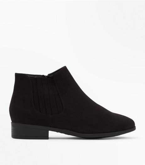 Wide Fit Black Suedette Chelsea Boots | New Look