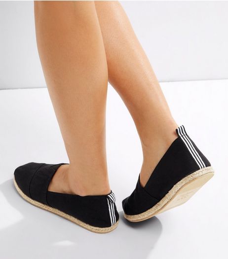 Black Contrast Tape Espadrilles | New Look