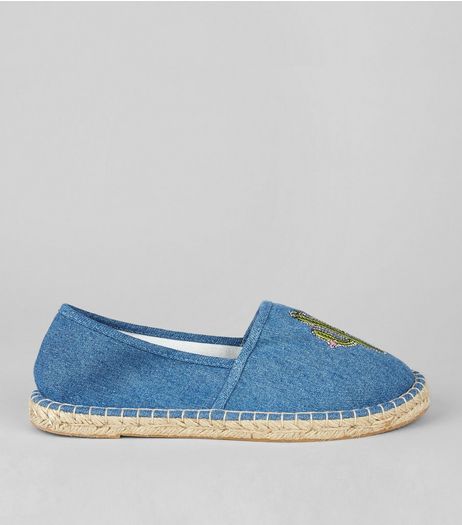 Blue Cactus Embroidered Espadrilles | New Look
