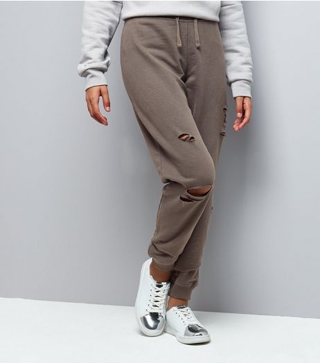 Teens Dark Grey Ripped Joggers | New Look
