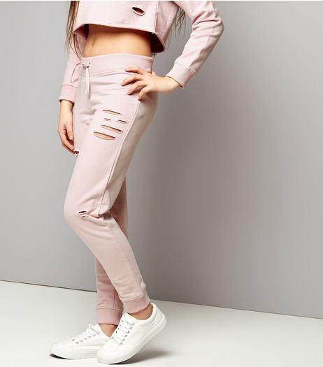 Teens Lilac Ripped Joggers | New Look