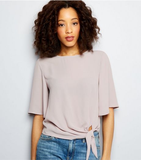 Tall Lilac Tie Front 1/2 Sleeve Top | New Look