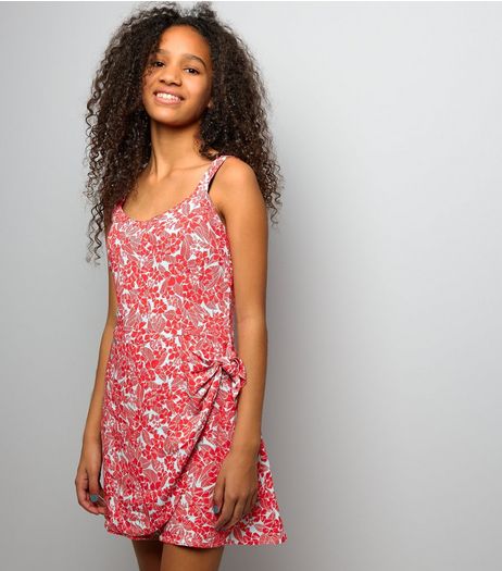 Teens Tropical Print Tie Side Playsuit | New Look