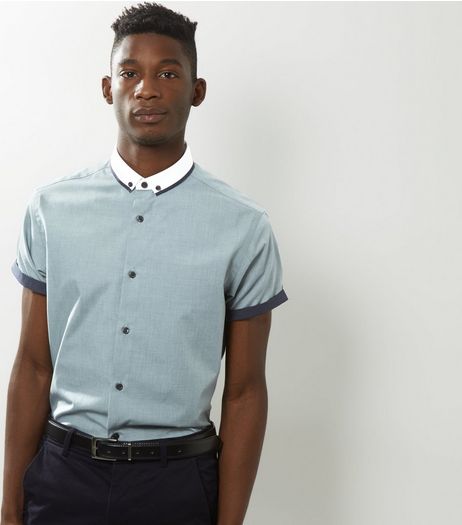 Light Green Cross Dye Contrast Collar Shirt | New Look