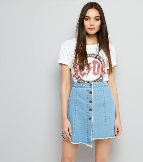 Noisy May Blue Button Front Denim Skirt | New Look
