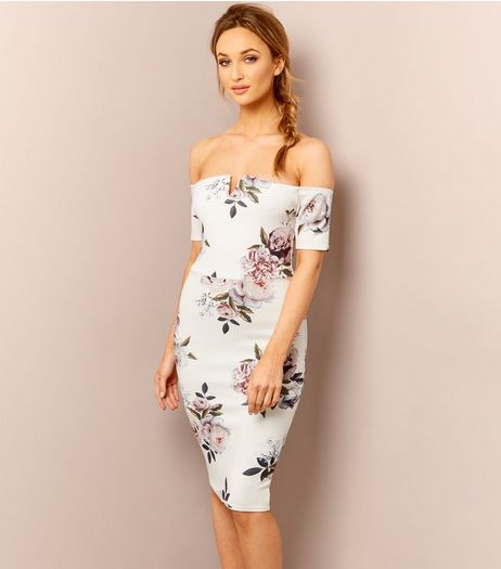 Pink Floral Print Short Sleeve Bodycon Dress | New Look