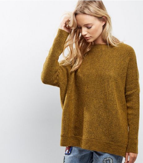 Olive Green Ribbed Long Sleeve Jumper | New Look