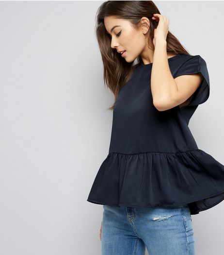 Noisy May Navy Peplum Top | New Look