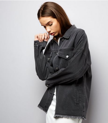 Noisy May Black Fray Hem Denim Jacket | New Look