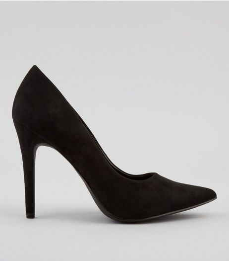 Black Suedette Pointed Court Heels | New Look