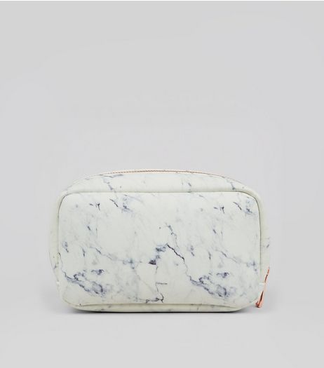 White Marble Pattern Make Up Bag | New Look