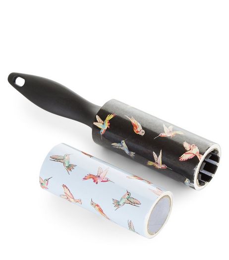 2 Pack Black and Blue Bird Print Lint Rollers | New Look