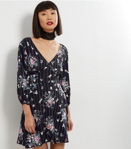 Motel Black Floral Print Dress | New Look