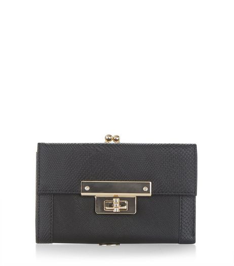 Black Lock Front Purse | New Look