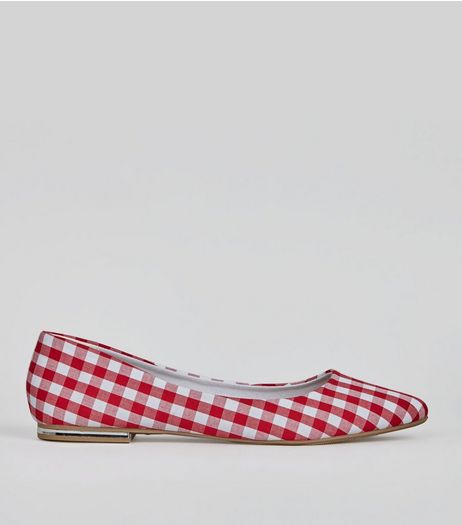 Red Gingham Check Print Pointed Shoes | New Look