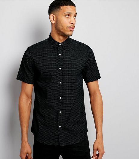 Navy Dash Print Short Sleeve Shirt | New Look