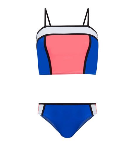 Teens Blue Colour Block Tankini | New Look