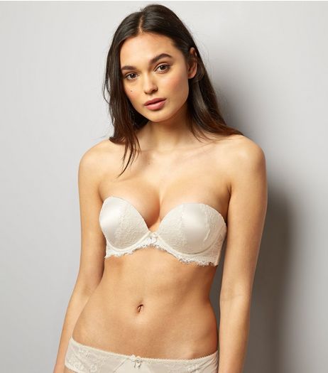 Cream Bridal Satin And Lace Multiway Boost Bra | New Look