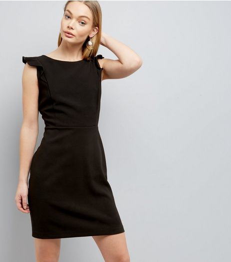 Black Frill Trim Shoulder Dress | New Look