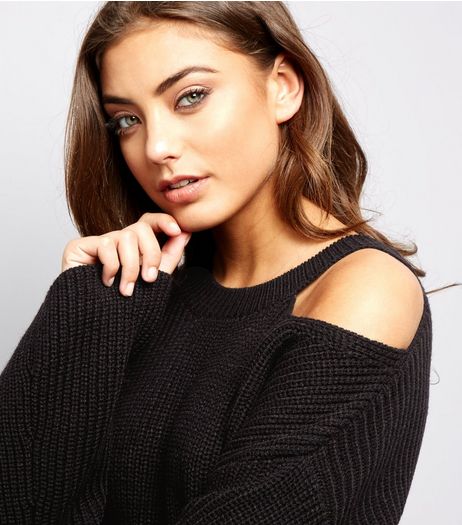 Black Single Cold Shoulder Long Sleeve Jumper | New Look