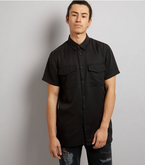 Black Short Sleeve Utility Shirt | New Look