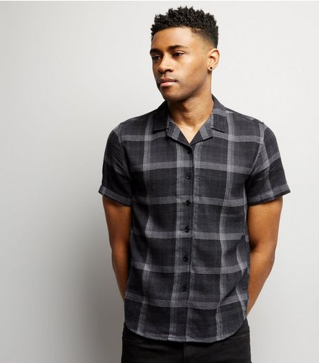Black Check Short Sleeve Shirt | New Look