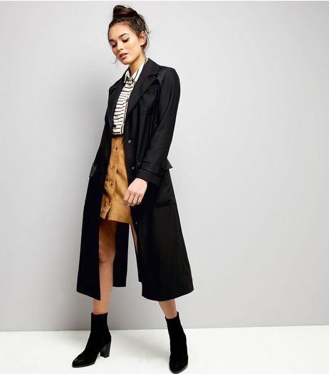 Black Belted Military Duster Coat | New Look