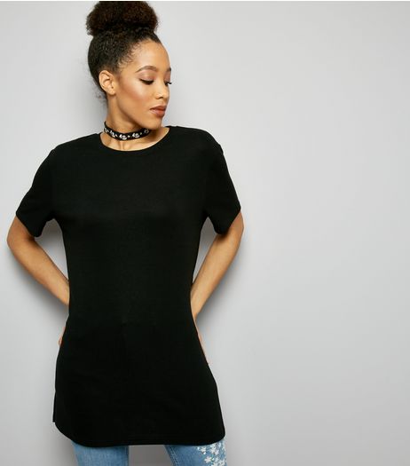 Tall Black Side Split Tunic | New Look